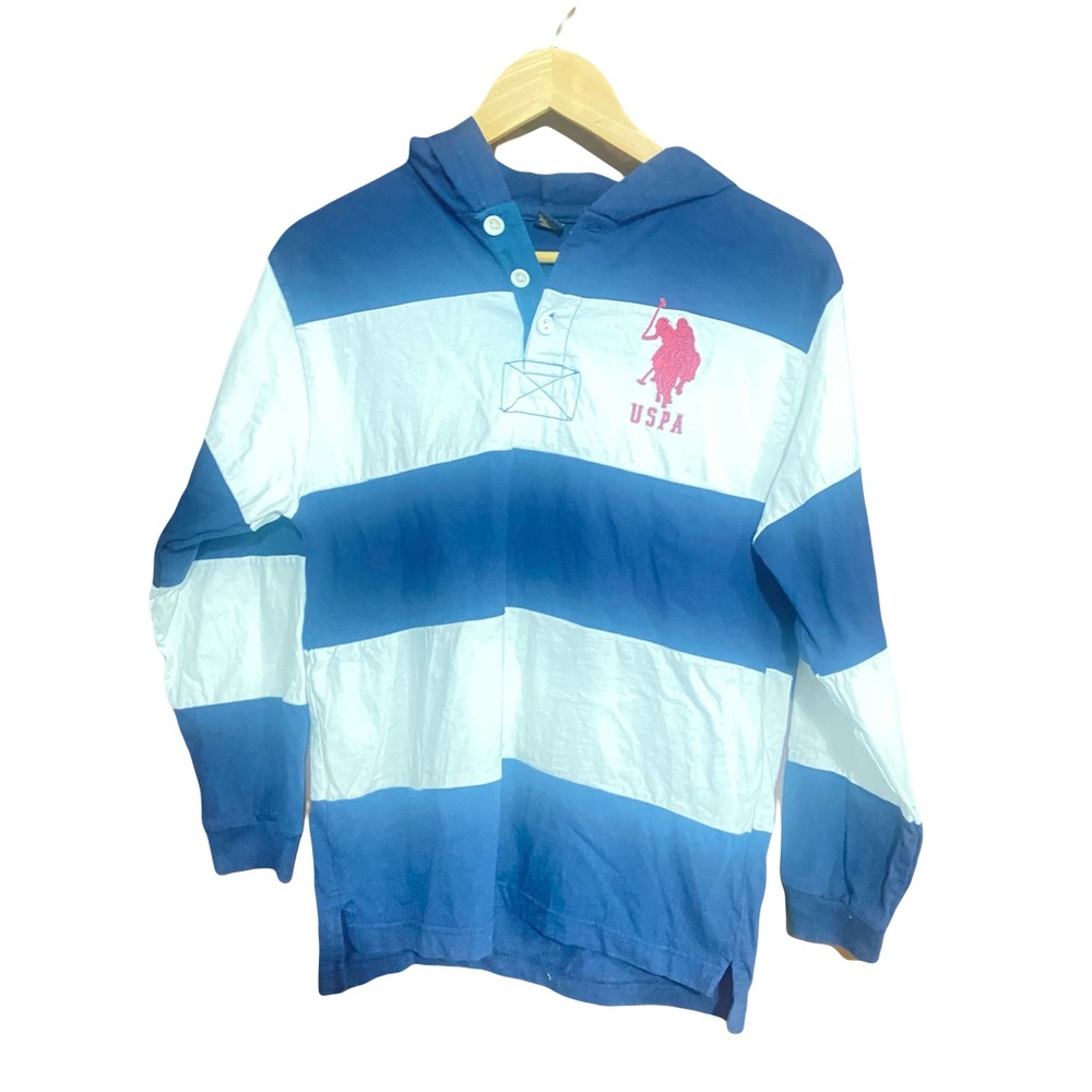 U.S. Polo Assn. Classic Blue and White Striped Hoodie Shirt